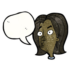 cartoon woman with curious expression