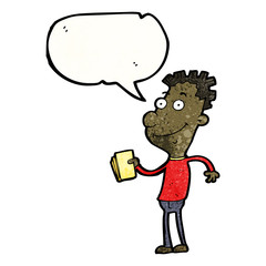 cartoon happy boy with tickets