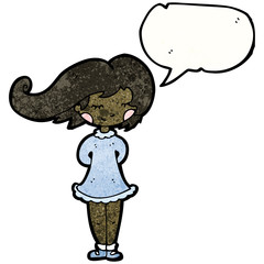cartoon girl with speech bubble