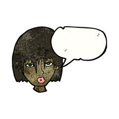 cartoon woman with curious expression
