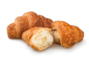 croissants on a white background, vanilla filling croissants on a white background