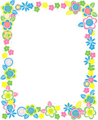 vector rectangular frame of flowers and pastel colors 