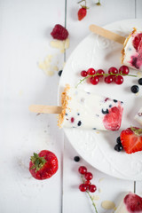 Popsicles with fruits ice cream