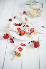 Popsicles with fruits ice cream