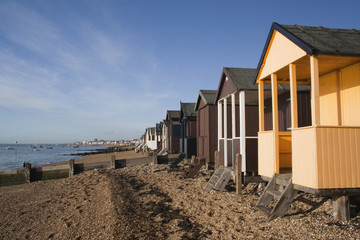 Fototapeta na wymiar Beach Huts, Thorpe Bay, Essex, England
