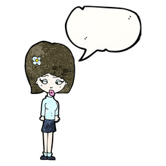 cartoon girl with flower in hair