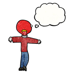 cartoon red light bulb head man
