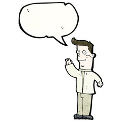 cartoon man waving