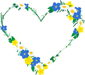 vector frame in heart shape made of flowers 