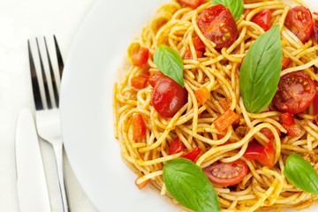 Spaghetti, italian, tomato.