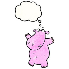 cartoon hippo with thought bubble