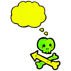 pointing skull and crossbones symbol