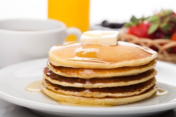 Breakfast, Pancake, Food.