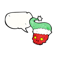 cartoon skull in santa hat