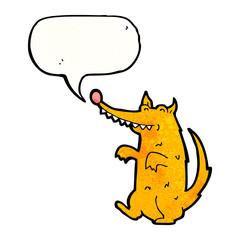 cartoon scruffy dog with speech bubble