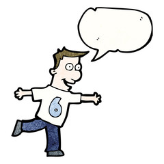cartoon man in shirt with number six