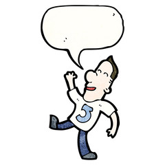 cartoon man in shirt with number,five,5,