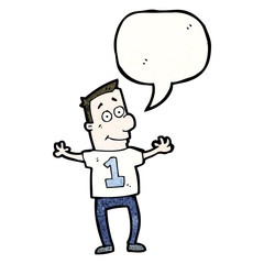 cartoon man in shirt with number one