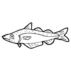 cartoon black and white fish drawing