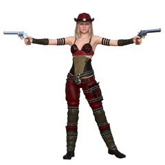 Fototapeta premium 女性ガンマン