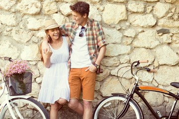 Obraz na płótnie Canvas Sunglasses, flirting, cyclist.