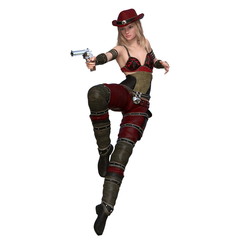 Fototapeta premium 女性ガンマン