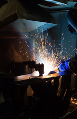 The working in Welding skill up. (Manufacturing of car)