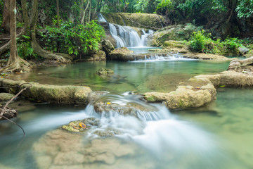 Naklejka na ściany i meble Beautiful Waterfall in Kanchanaburi (Huay Mae Kamin), Thailand