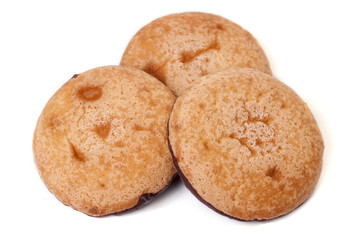 Cookies pile on white background