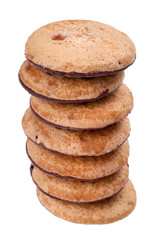 Cookies pile on white background