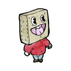 cartoon man with bag on head