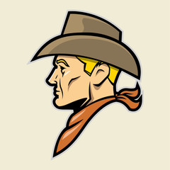 cowboy head mascot 