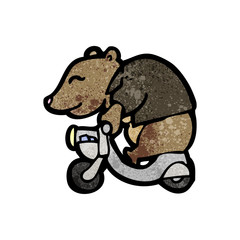 cartoon bear on scooter