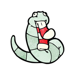 cartoon snake eating sock