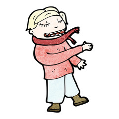 laughing man thowing on scarf