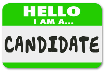 Candidate Name Tag Sticker Job Applicant Voting Election