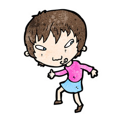 cartoon girl sneaking