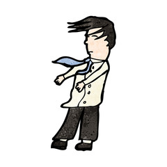 cartoon man in wind