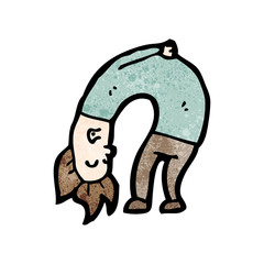 cartoon man bending double