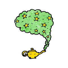 cartoon genie in bottle