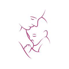 Breast feeding vector sign.