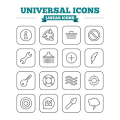 Universal linear icons set. Thin outline signs. Vector