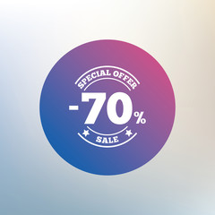 70 percent discount sign icon. Sale symbol.