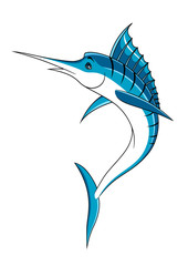 Jumping cartoon blue marlin fish