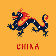 Traditional chinese dragon in flat style