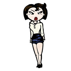 cartoon woman in short skirt