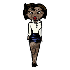 cartoon woman in short skirt