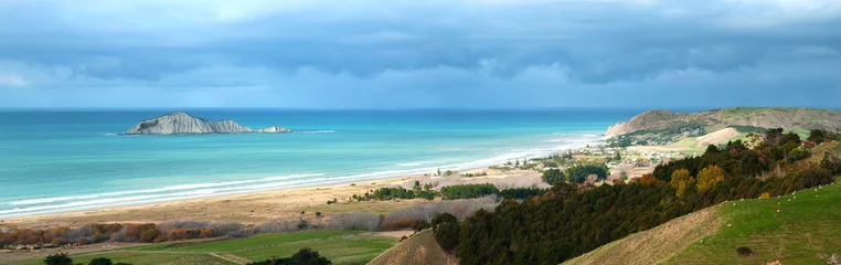 Panoramablick auf den Strand von Waimarama