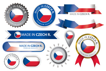 Fototapeta premium made in Czech Republic Seal Collection, Czech Flag (Vector Art)