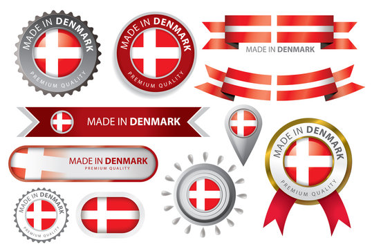 made in Denmark Seal Collection, Danish Flag (Vector Art)